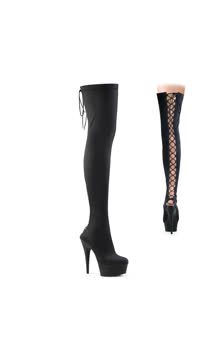 6" Heel, 1 3/4" PF Back Lace-Up Thigh Boot, Side Zip
