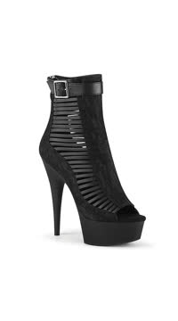 *6" Heel, 1 3/4" PF Open Toe Strappy Ankle Bootie, Back Zip