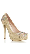 Glitter Mesh 5" Heel Platform Pump Shoes