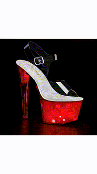 7" Heel, 2 3/4" PF LED Illuminated Ankle Strap Sandal