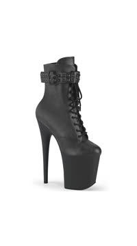 8" Heel, 4" PF Lace-Up Front Ankle Boot, Side Zip