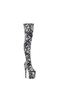 8" Heel, 4" PF Stretch Thigh Boot, Side Zip