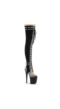 8" Heel, 4" PF Lace-Up Front Thigh, Side Zip