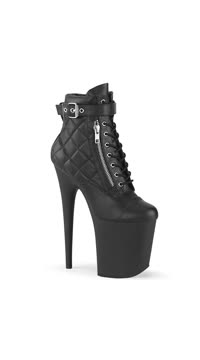 8" Heel, 4" PF Lace-Up Front Ankle Bootie, Side Zip