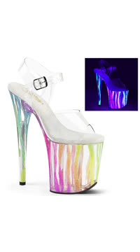 8" Heel, 4" PF Ankle Strap Sandal w/UV Reactive Bottom