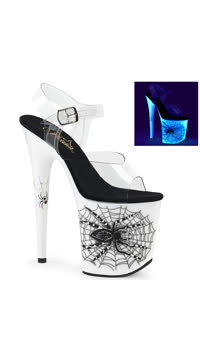 8" Heel, 4" PF Ankle Strap Sandal w/ Spider Design