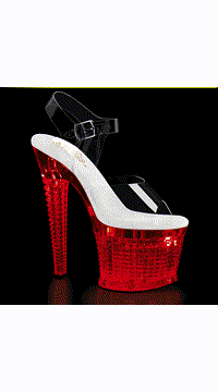 7" Heel, 3" Textured LED Illuminated Ankle Strap Sandal