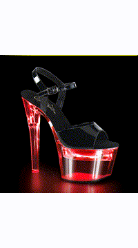 7" Heel, 2 3/4" Platform LED Illuminated Ankle Strap Sandal
