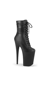 9" Heel, 5 1/4" PF Lace-Up Front Ankle Boot, Side Zip