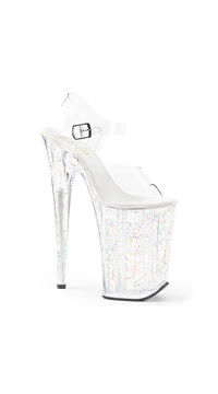 9" Heel, 5 1/4" PF Ankle Strap Sandal w/Mini Glitter