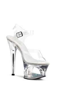 7" Heel, 2 3/4" Cut-Out PF Ankle Strap Sandal