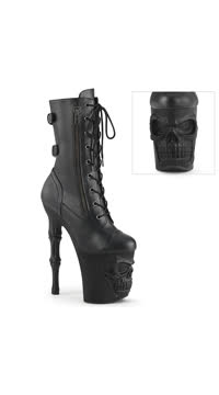 8" Finger Bone Heel, 4" Skull PF Mid Calf Boot, Inside Zip