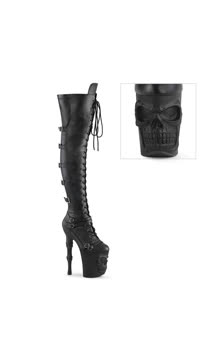 8" Finger Bone Heel, 4" Skull PF Over-the-Knee Boot