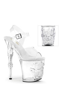 8" Finger Bone Heel, 4" Skull PF Ankle Strap Sandal