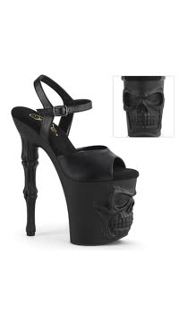 8" Finger Bone Heel, 4" Skull PF Ankle Strap Sandal