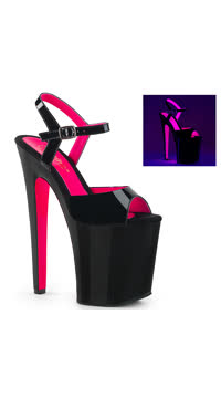 8" Heel, 4" PF Two Tone Ankle Strap Sandal